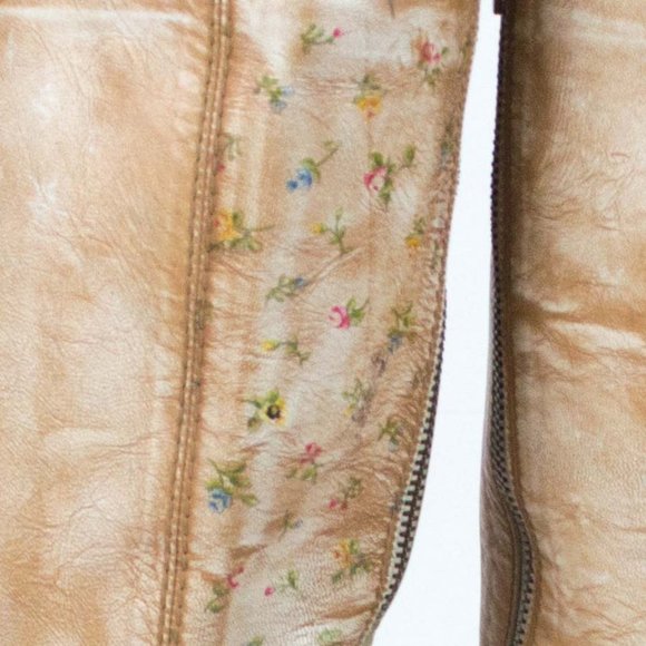 Etro Designer Tan Pineville Distressed Tall Boots - Picture 2 of 16